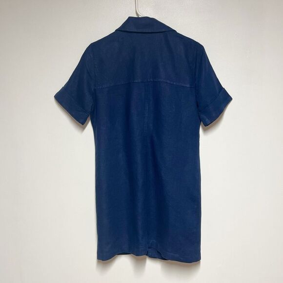 NWT J.CREW $168 Gamine shirtdress in linen, Dark Evening-Navy -Sz 00 - Picture 9 of 11